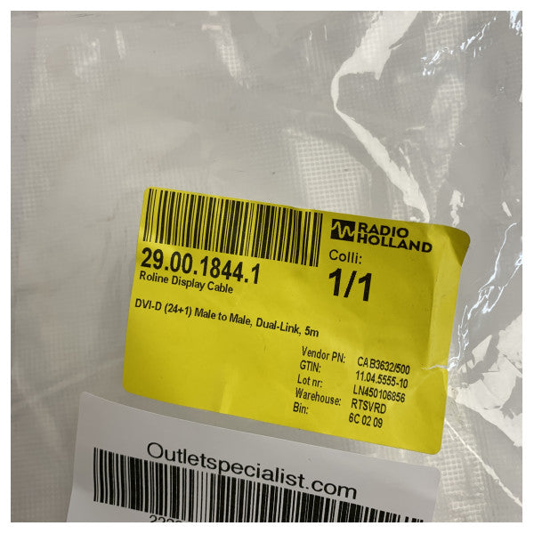 Кабель Roline 5m Dual-Link DVI-D чоловік до чоловіка для дисплея 