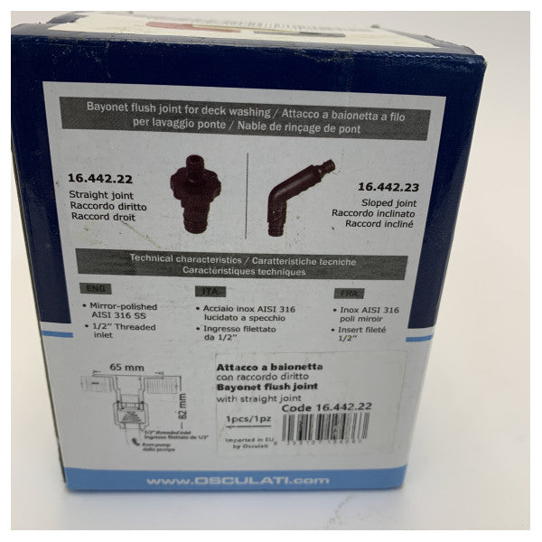 Σετ σύνδεσης σωλήνα πλυσίματος καταστρώματος Osculati Flush-Mount - 16.442.22 