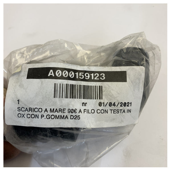 Conexão de Pele de Aço Inoxidável Osculati 90 Graus Montagem Embutida - Conexão de Mangueira 25mm 