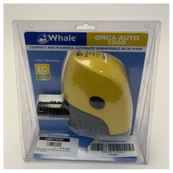 Whale Orca BE1484 Elektrisk Bälgpump 24V - 1300 GPH - 82 L/Min 