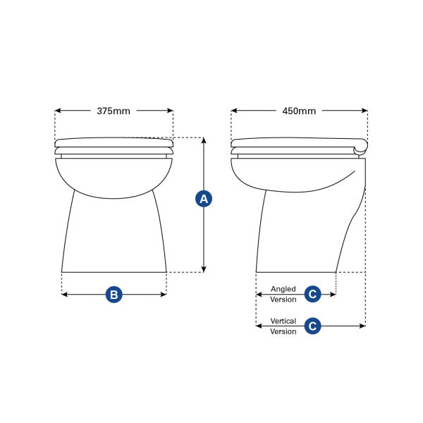Toilet électrique Jabsco Deluxe Flush 14 pouces - Eau douce 12V - Modèle droit - 58080-1012 