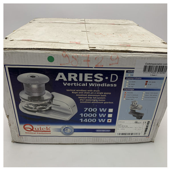 Rapid Aries 24V 1400W 10 mm electric windlass with capstan - A1424D