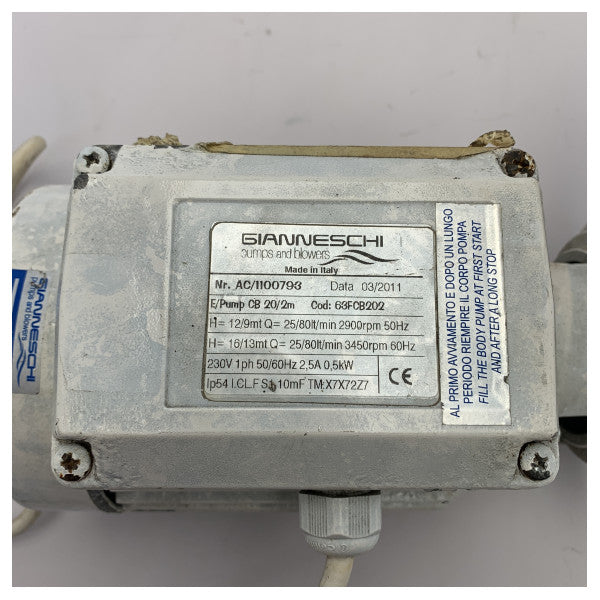 Употребявана Gianneschi CP20/2 бронзова помпа за морска вода 230V - 63FCB202