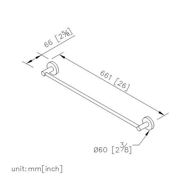 Justime 600 mm Chrome Shower Tower Bar-6810-10-81CP