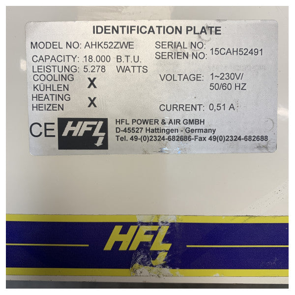 HFL AHK52ZWE 18000 BTU Marine Air Air avec CPU