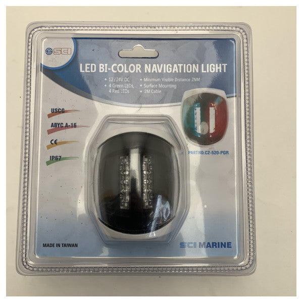 SCI Marine C2-520-PGR feu de navigation vert - rouge 12/24V
