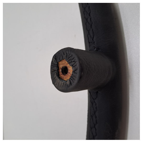 Дръжка от неръждаема стомана, покрита с кожа, черна - 55405264R