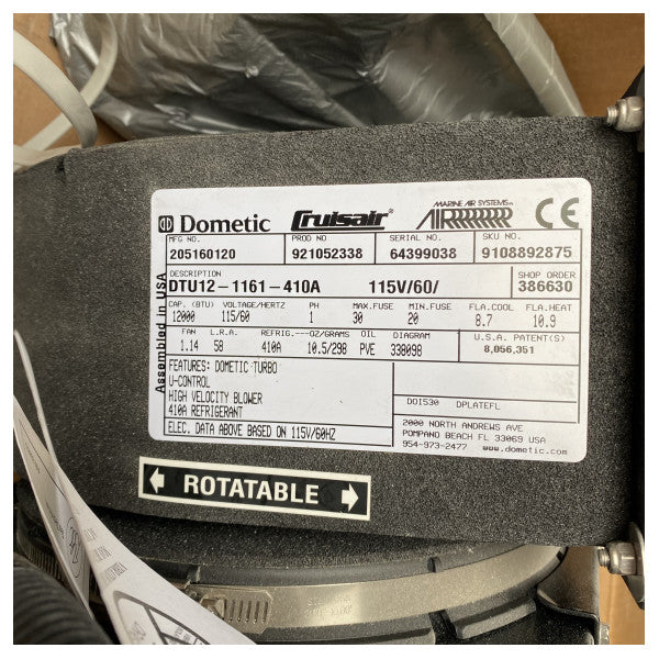 Dometic DTU12 12 000 Btu Unité de climatisation autonome 115V-DTU12-1161-410A