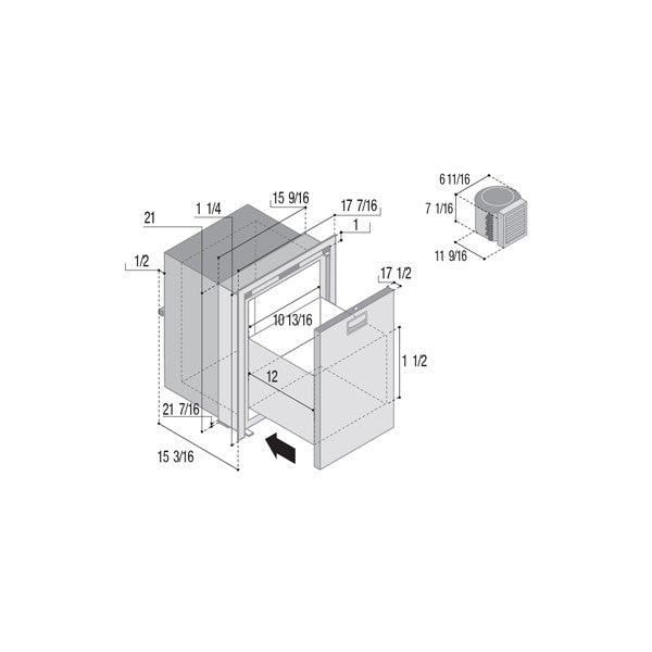 Vitrifrigo DW42 42L -Kompressorschubladen -Kühlschrank 12/24 V - RF OCX2 GR