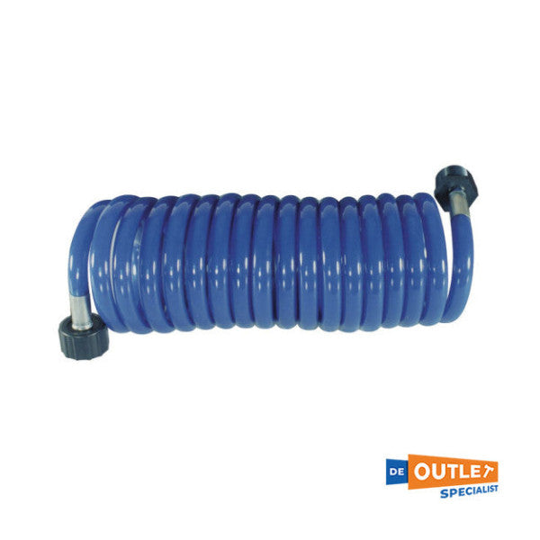 SeaTech Blue Coiled Deck Wash Down Hose ��� Durable Marine Water Hose for Cleaning & Rinsing