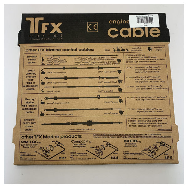 Кабел за управление на двигателя F27110 на Teleflex Marine - Издръжлив, устойчив на корозия кабел за смяна на управлението на двигателя