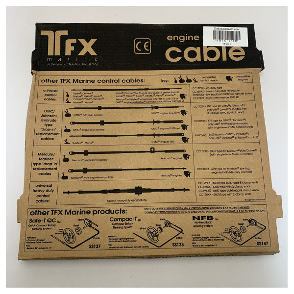 Телефлекс FT 17 B1 Морски кабел за управление на дроселовата клапа - издръжлив, гладко работещ за двигатели на лодки
