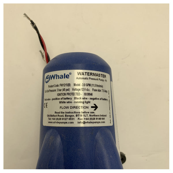 BRUGT Whale FW1215(B) Watermaster automatisk marinevandpumpe 12V holdbar saltvandsresistent 11,5L