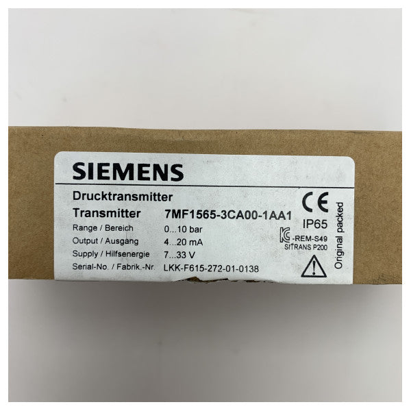 Siemens 0-10 Capteur de pression de barre-7MF1565-3CA00-1AA1