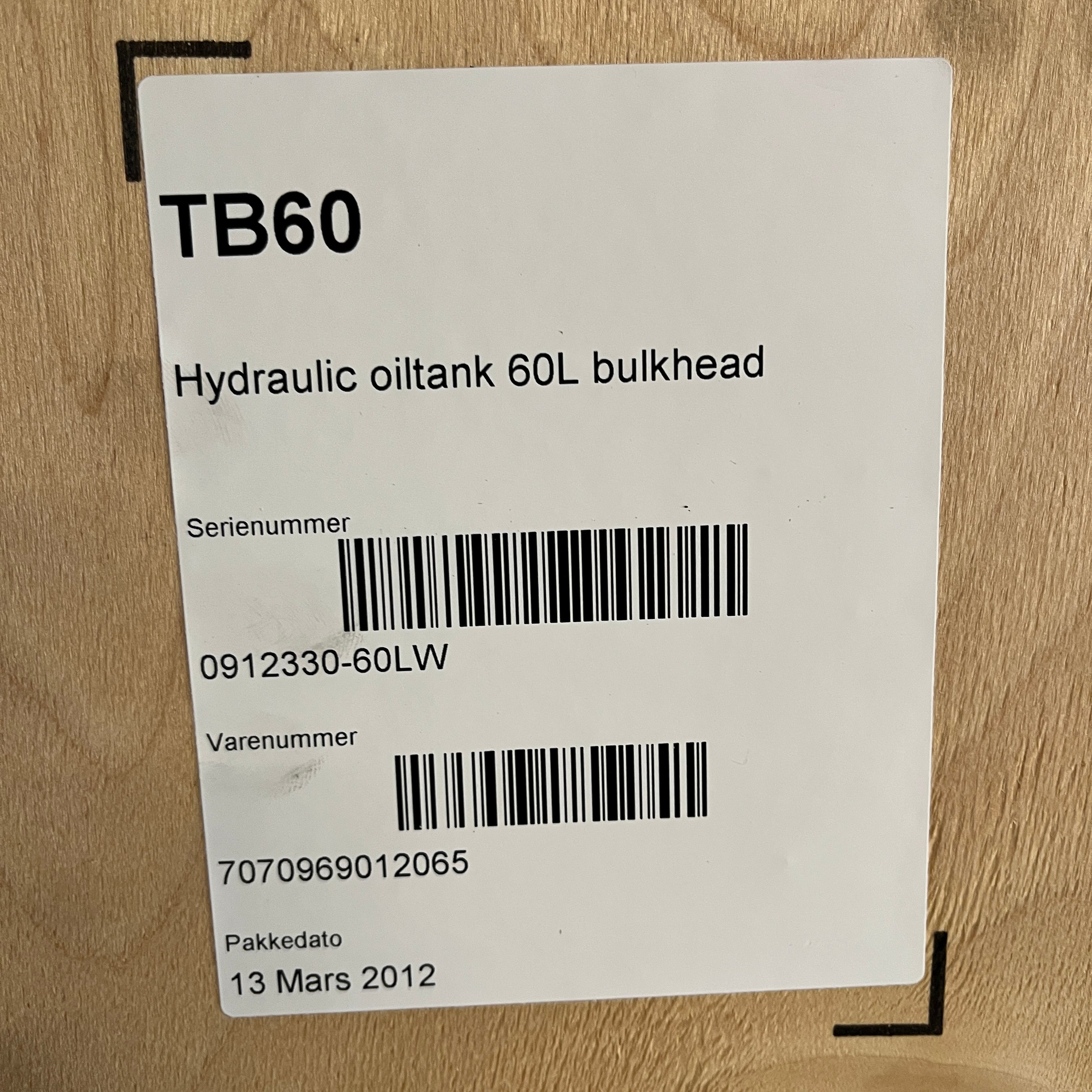 Sleipner TB60 60 L 油圧オイル タンク隔壁 24 v