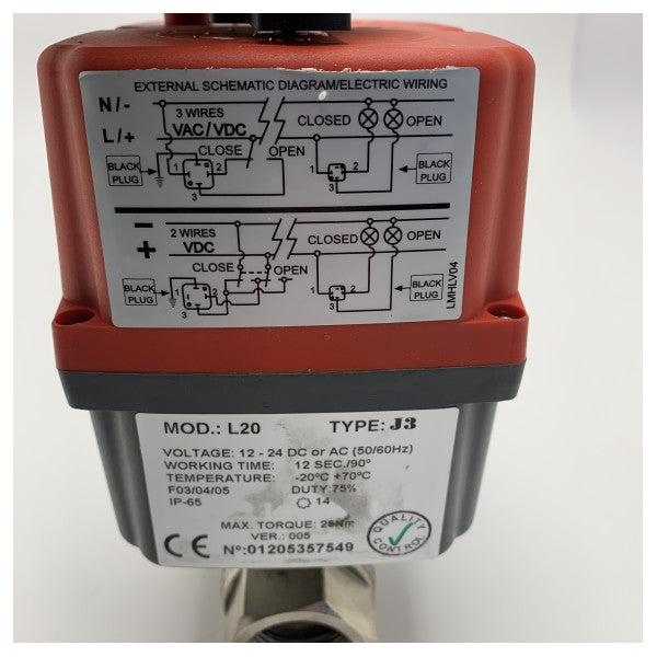J+J L20 J3 electric controlled ball valve 1 inch stainless steel
