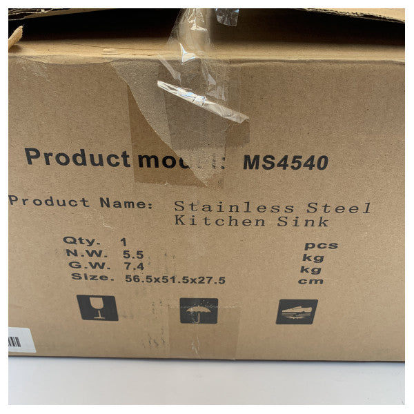 Mizzo Quadro 45 x 40 cm Stainless Steel Sink tal-Kċina - MS4540