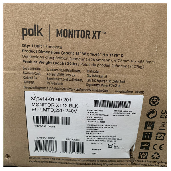 Polk Monitor XT12 12 Zoll Active Subwoofer 100W - MXT12Subbk