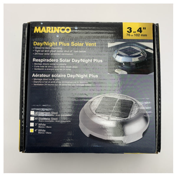 Marinco 4 Inch White Day | Night Solar Ventilator - N20704W