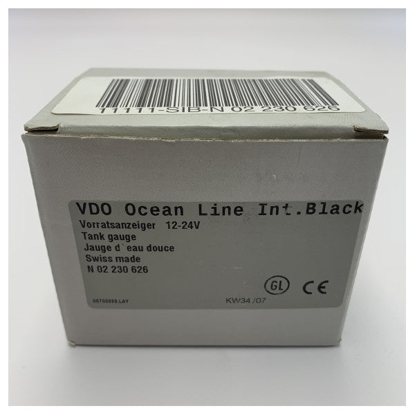 VDO Ocean Line Abwasserspiegel Guage Schwarz 12V - N 02 230 626