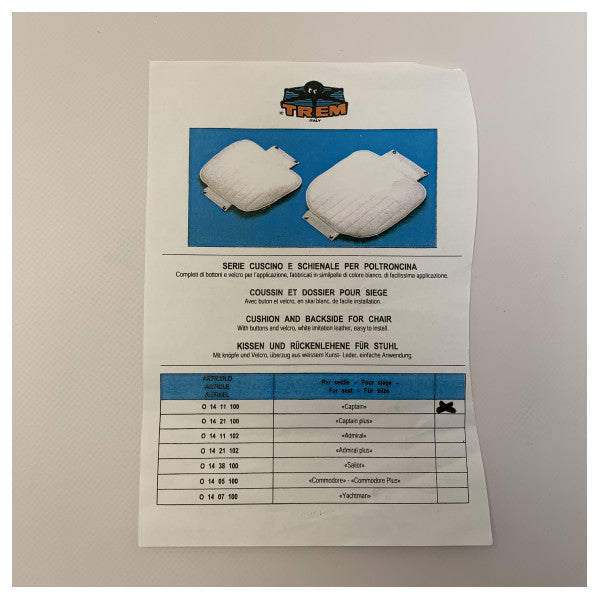 Trem kapteenin istuintyynysarja valkoinen - 014 11 100