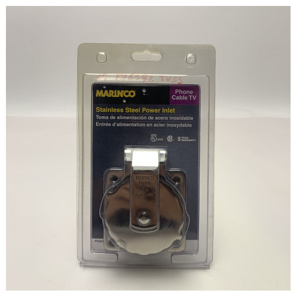 Marinco stainless steel Phone | TV shore inlet - PH6592TV-SS