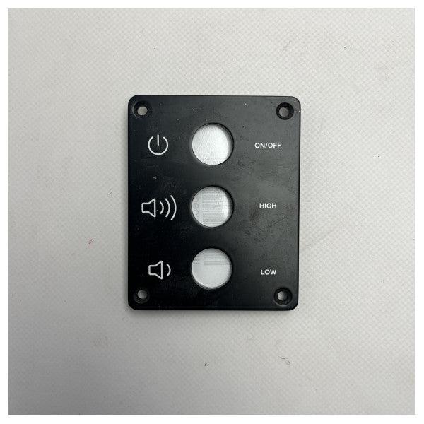 Panel de control de audio negro original Riva Marine � Interfaz de audio resistente al agua para barcos y yates 100x80mm