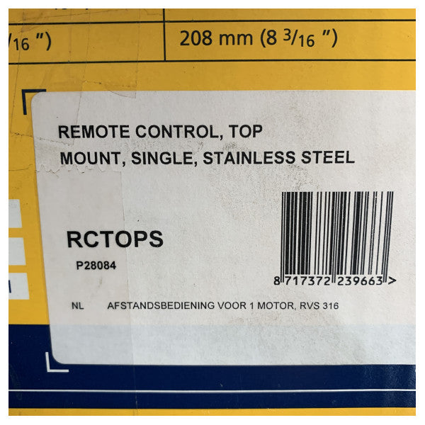 Vetus RCTOPS enkeltmotor topmontering manuel kontrol