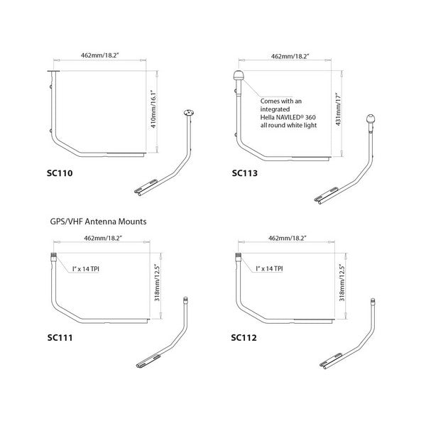 Scanstrut SC111 paslanmaz çelik navigasyon lambası | GPS braketi