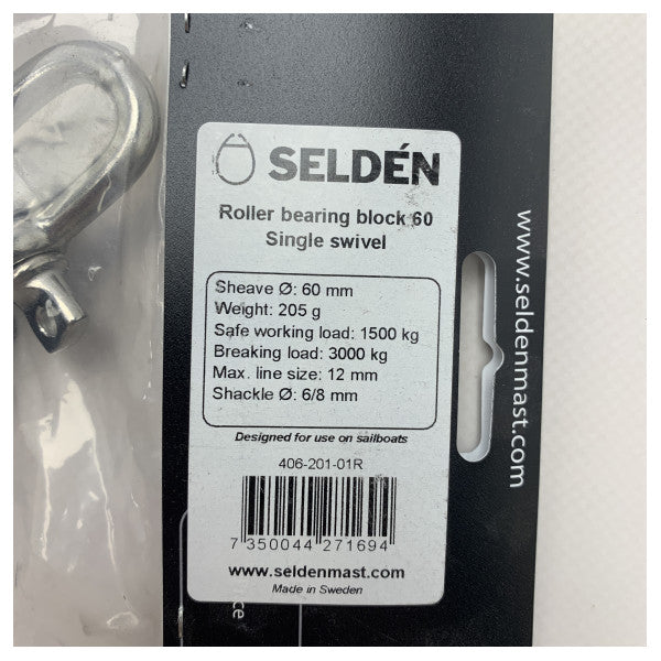 Selden RBB60 Enkelt kuleblokk 60 mm - 12 mm linje