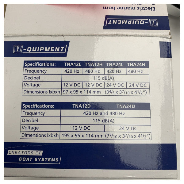 Морський звуковий сигнал Vetus TNA12H з нержавіючої сталі 12 В