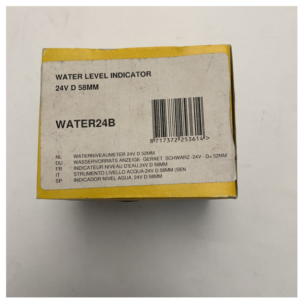 Indicateur de niveau de réservoir d'eau Vetus WATER24B de 52 mm, 12V.