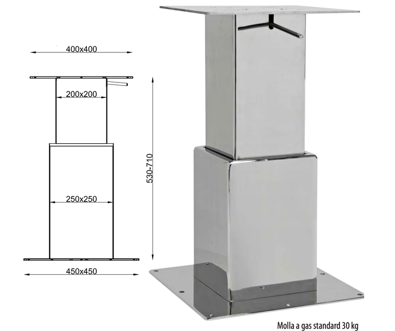 MetalStyle BTGQ II Base de mesa ajustable de acero de doble acero inoxidable