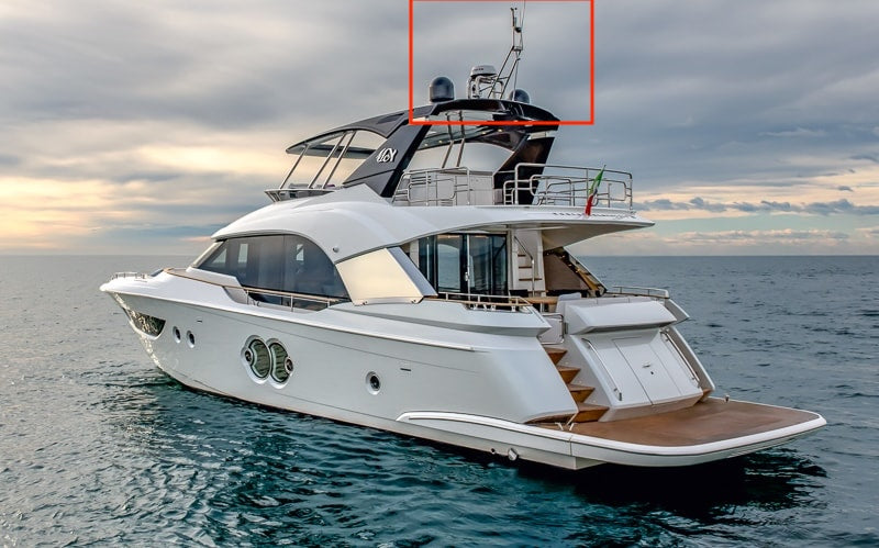 Monte Carlo Yachts support de radar en acier inoxydable