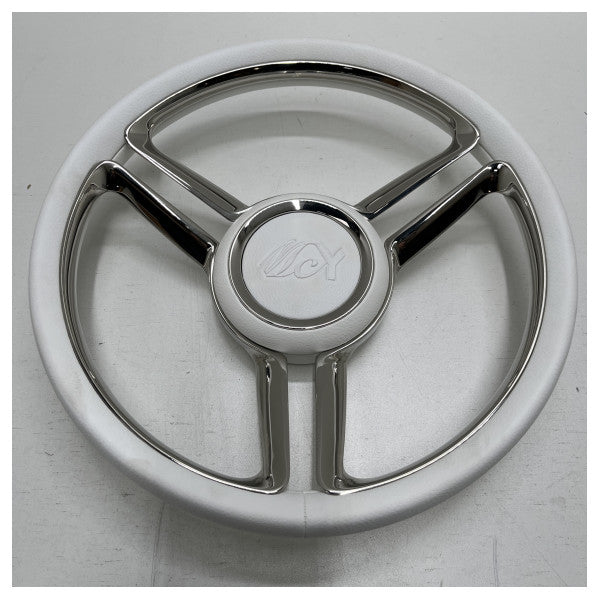 Isotta Mesola 350 mm volante a 3 razze in acciaio inox bianco