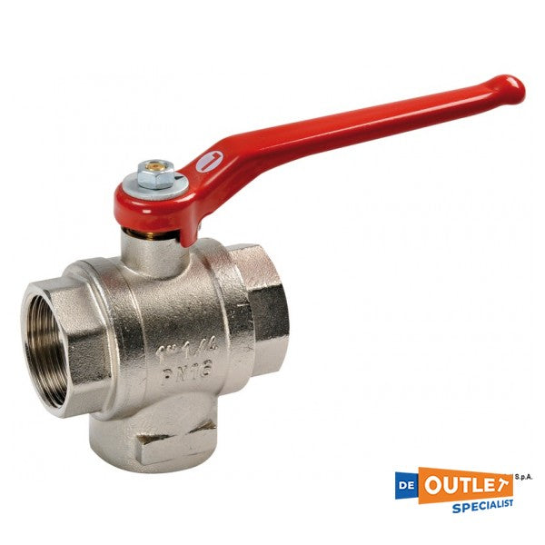 صمام كروي ثلاثي الاتجاه من النحاس الأصفر مقاس 1 بوصة - 1722903