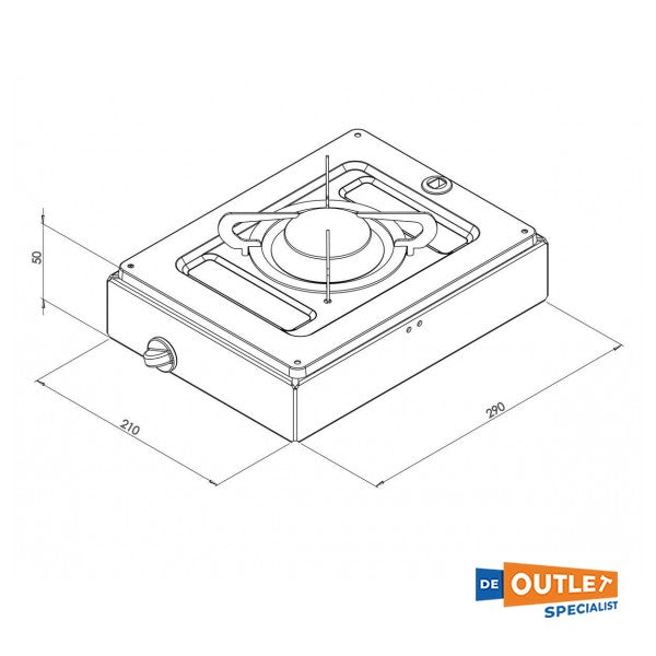 CAN FN1330 1-pits gaskooktoestel zilver RVS