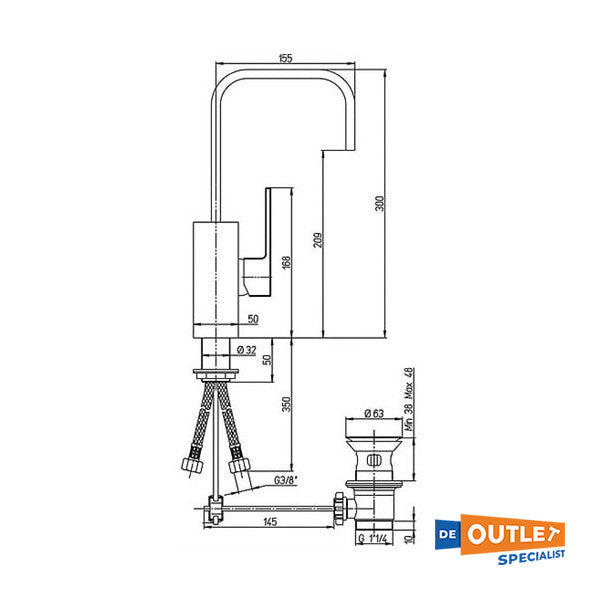 Piani lavabo bataryası krom - 84CR250R