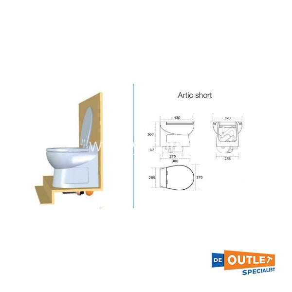 Planus Artic Standard Short 12V Electric ship's toilet with a groomer and pump