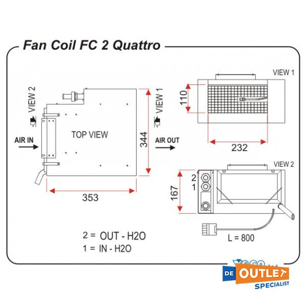 CLIMMA 2000 BTU FC2 Quattro Bobine de ventilateur / gestionnaire d'air 230V