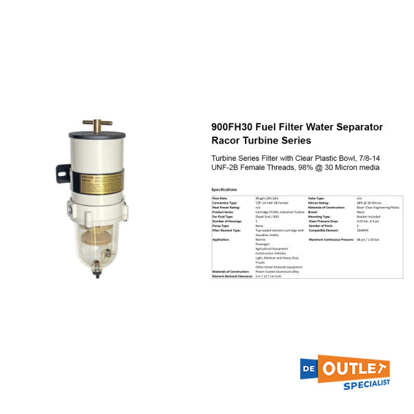 باركر 900FH30 مرشح وقود/فاصل مياه باركر 900FH30 341 لترًا في الساعة