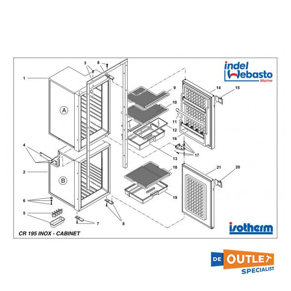 Isotherm CR195 RVS 195L compressor koelkast en vriezer 12, 24