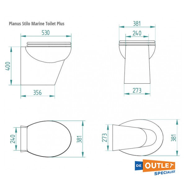 Planus Stilo Plus 530 elektrische toilet 24V laag