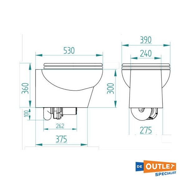 Planus Stilo Plus 530 24V elektrisch toilet laag