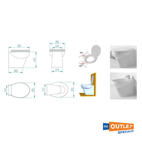 Planus Stilo Plus 530 Electric Marine toilet High 24V - 066024SC