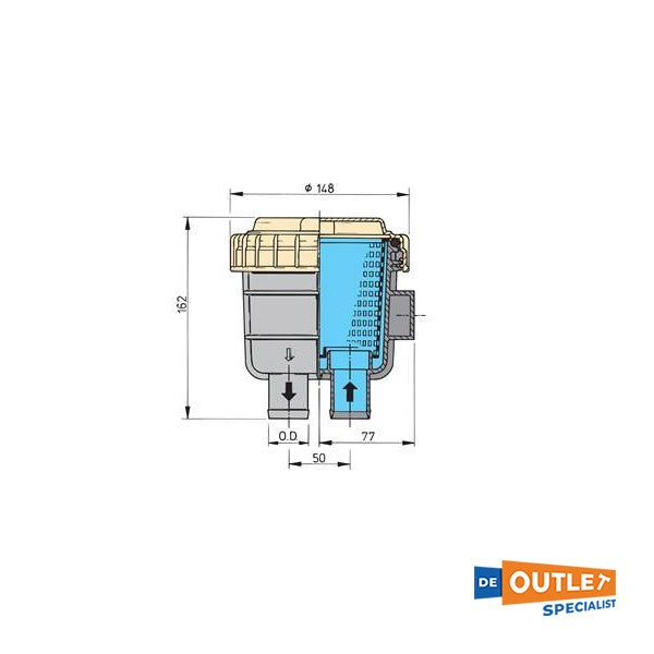 Vetus FTR330 Filtre d'eau de refroidissement en plastique 330L / min - 31,8 mm