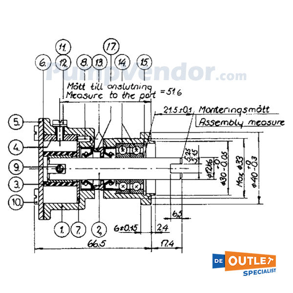 Johnson C030P5-1 Pompe à eau de refroidissement en bronze avec roue-10-35175-2