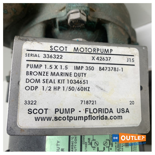 Dometic Scot P711z Bomba de aire acondicionado de agua de mar de bronce 230V