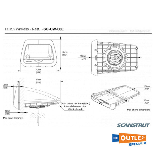 Scanstrut kabelloses Einbau-Ladegerät - sc-cw-06E