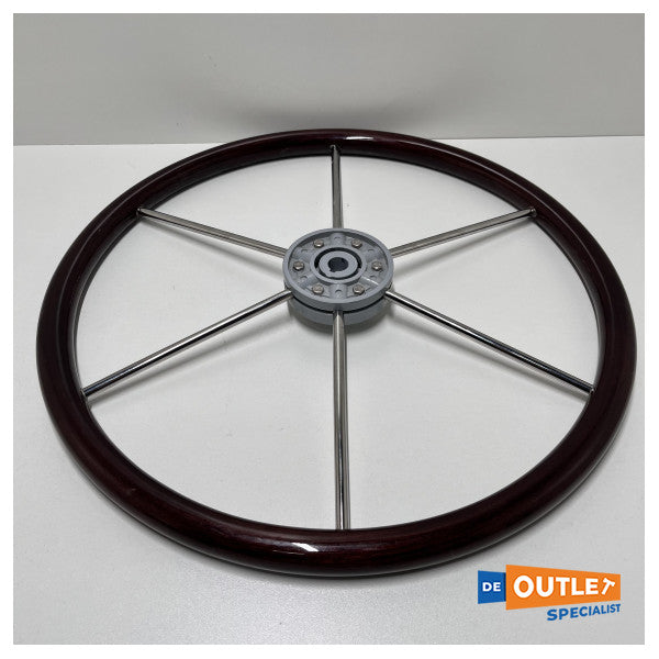 Stazo tipo 17 volante de 6 raios em aço inoxidável com teca 54 cm - 1599